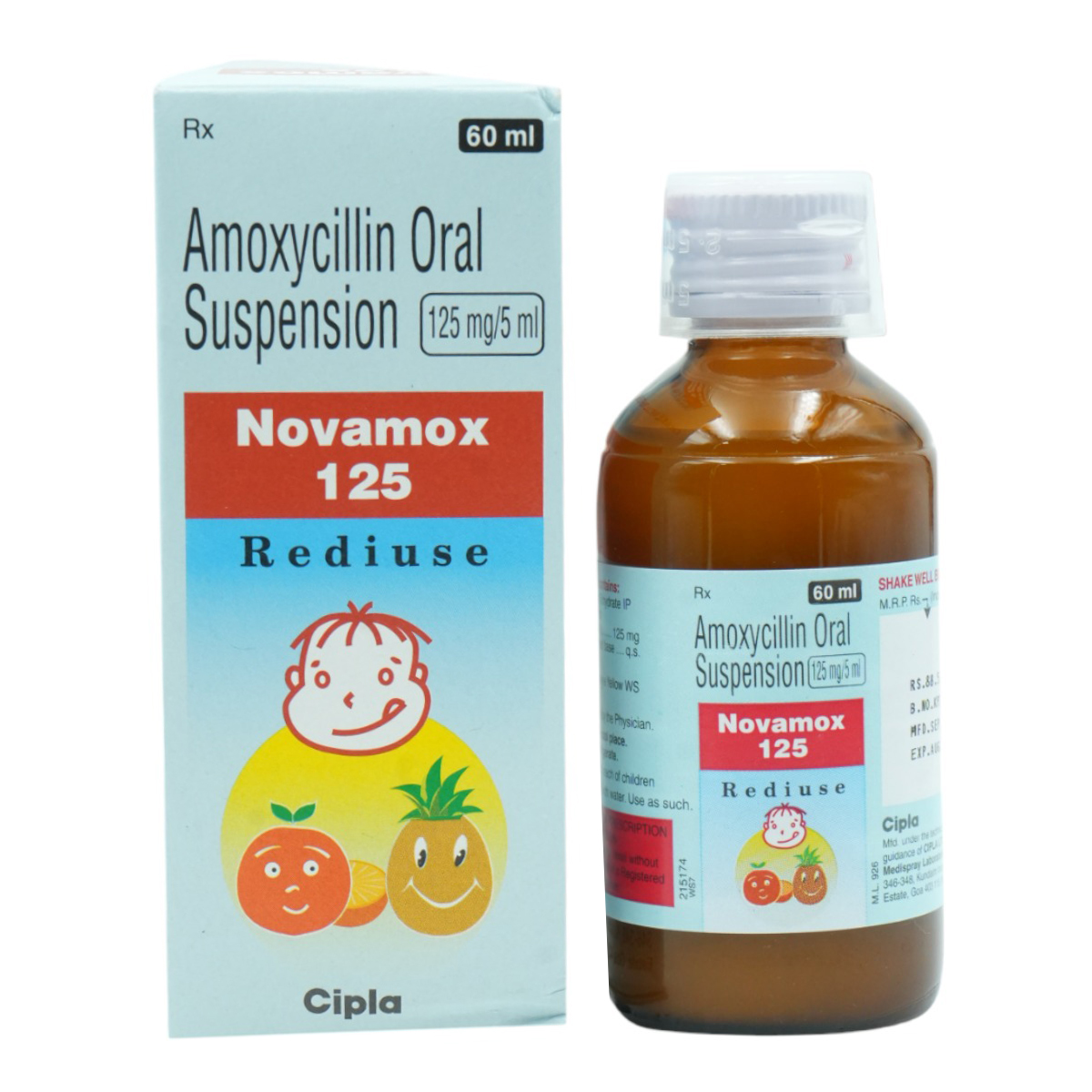 Novamox 125 Rediuse Suspension 60 ml, Pack of 1 Suspension Novamox 125 Rediuse Suspension 60 ml, Pack of 1 Suspension