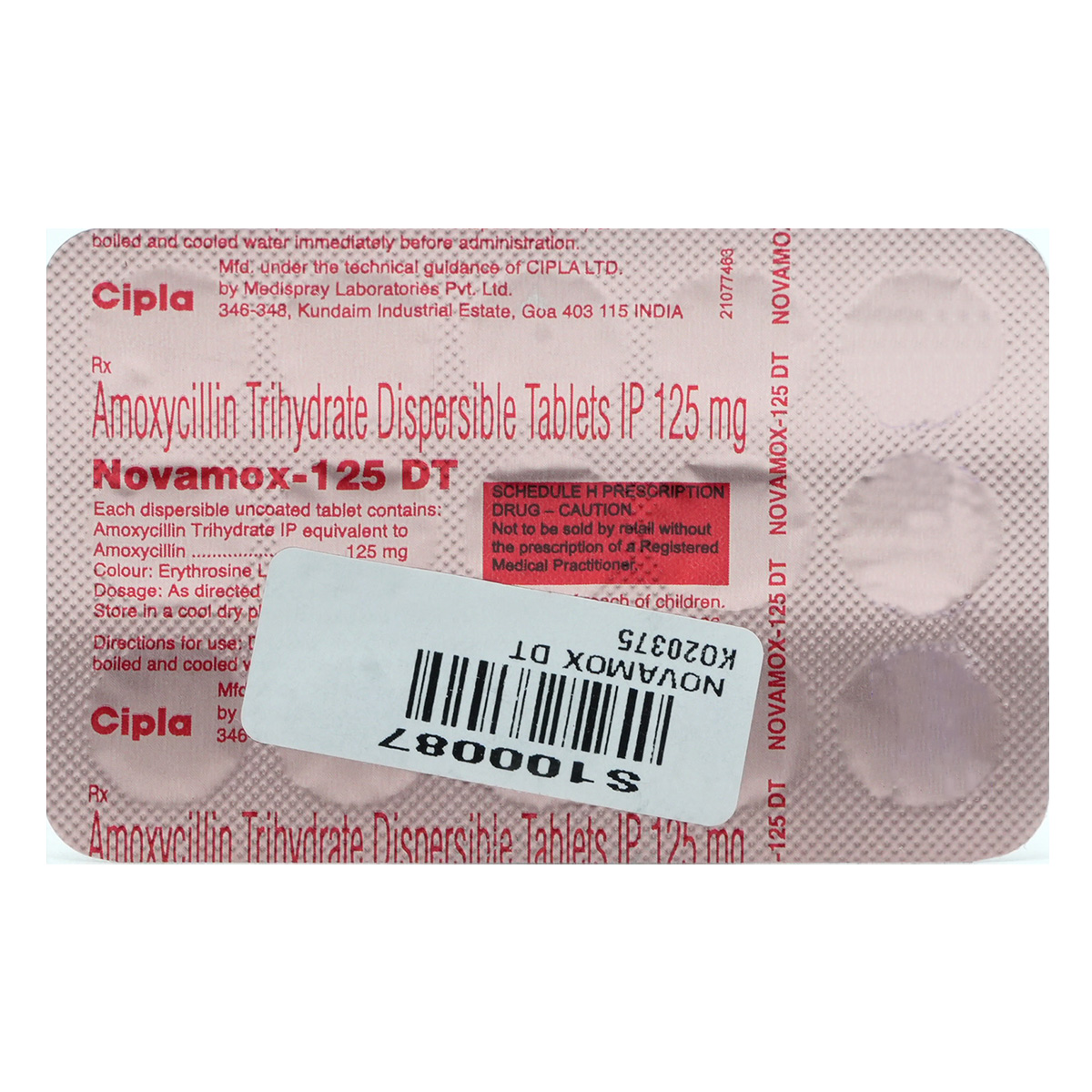 Novamox-125 DT Tablet 15's, Pack of 15 TabletS Novamox-125 DT Tablet 15's, Pack of 15 TabletS