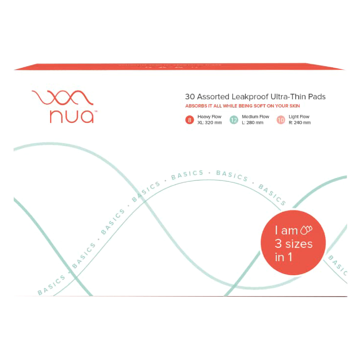 Nua Assorted Basics Ultra Thin Sanitary Pads without Disposable Covers 8XL 12L 10R, Pack of 1 Nua Assorted Basics Ultra Thin Sanitary Pads without Disposable Covers 8XL 12L 10R, Pack of 1