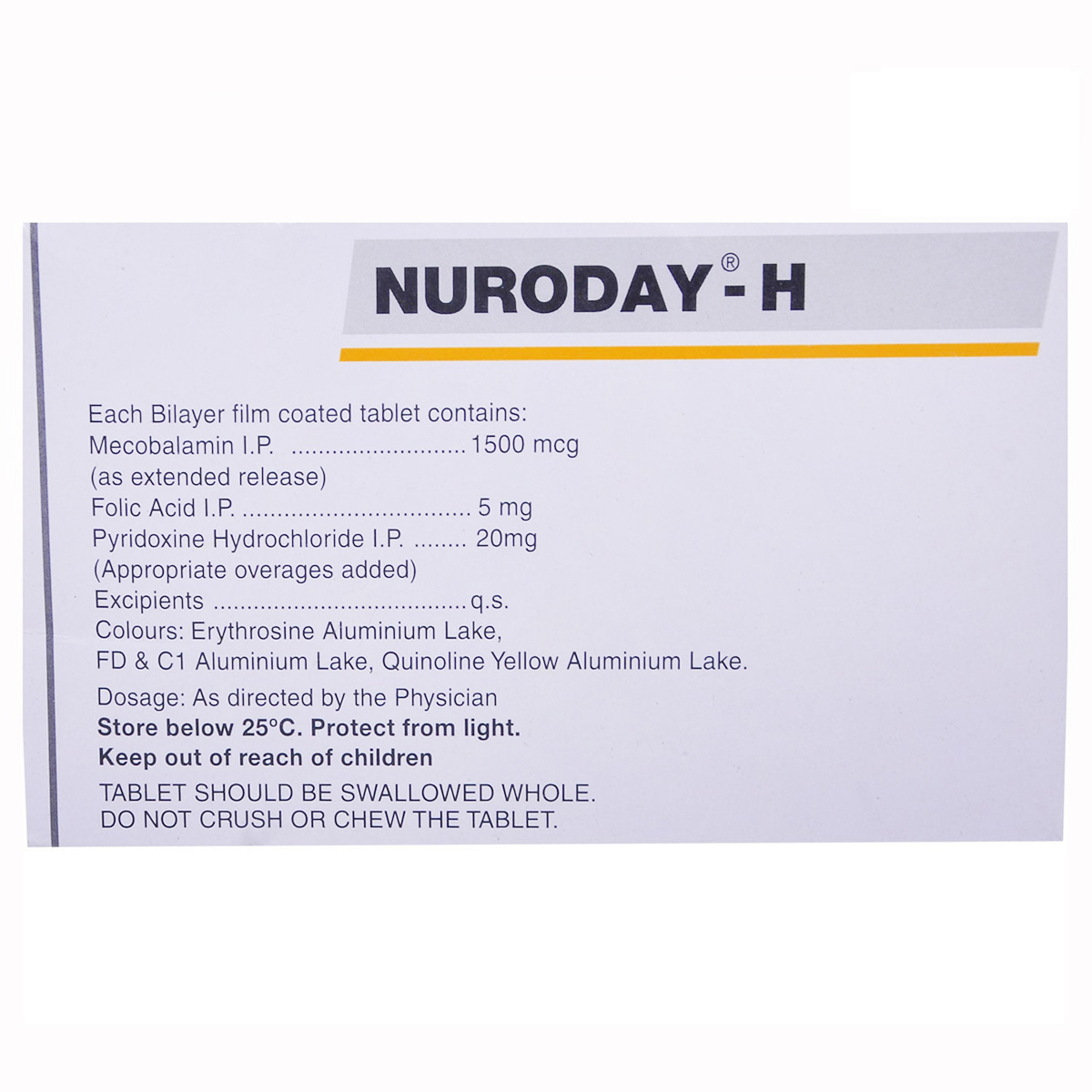 Nuroday-H Tablet 10's, Pack of 10 TABLETS Nuroday-H Tablet 10's, Pack of 10 TABLETS