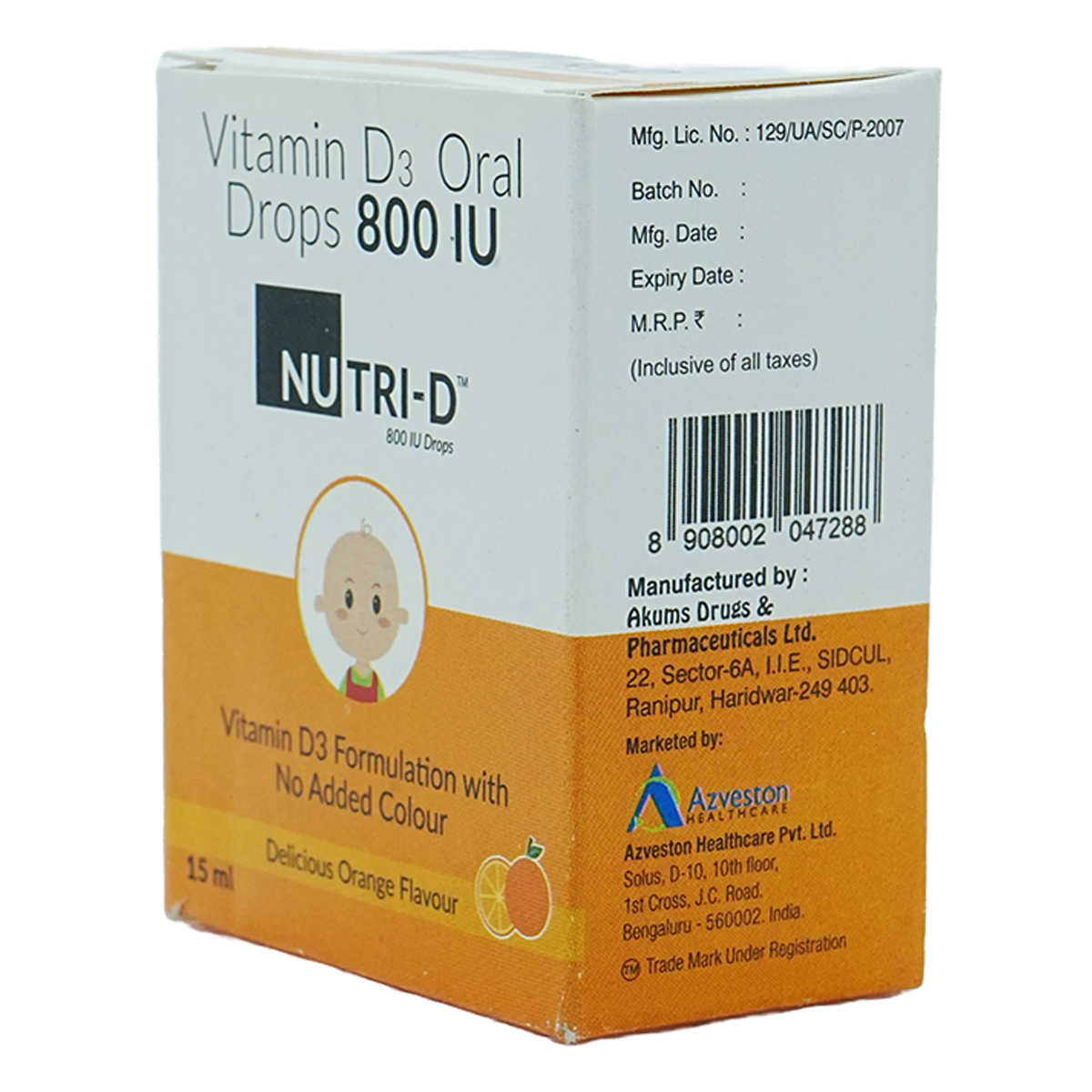 Nutri-D 800IU Orange Flavour Oral Drops 15 ml, Pack of 1 Nutri-D 800IU Orange Flavour Oral Drops 15 ml, Pack of 1