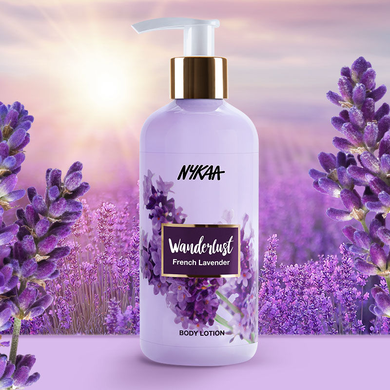 Nykaa Wanderlust French Lavender Body Lotion 300 ml | Moisture Lock Upto 8Hrs | Non Greasy Formula, Pack of 1 Nykaa Wanderlust French Lavender Body Lotion 300 ml | Moisture Lock Upto 8Hrs | Non Greasy Formula, Pack of 1