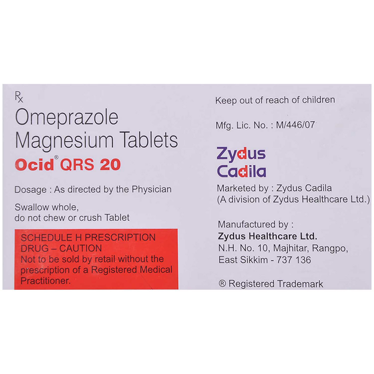 Ocid QRS 20 mg Tablet 20's, Pack of 20 TABLETS Ocid QRS 20 mg Tablet 20's, Pack of 20 TABLETS