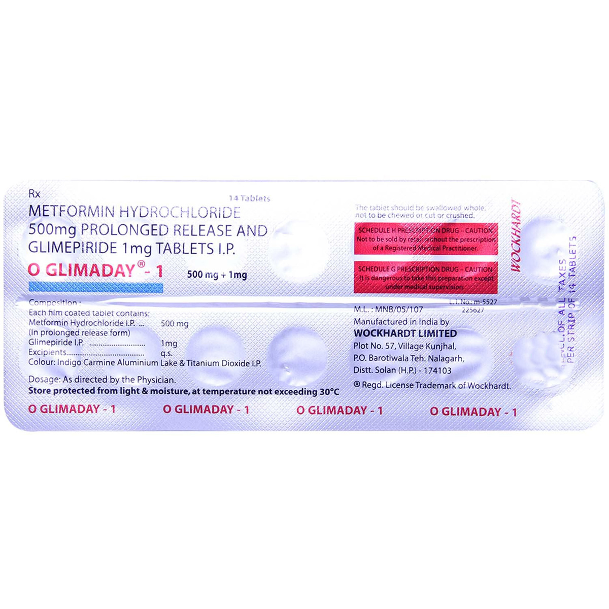 O Glimaday 1 Tablet 14's, Pack of 14 TABLETS O Glimaday 1 Tablet 14's, Pack of 14 TABLETS