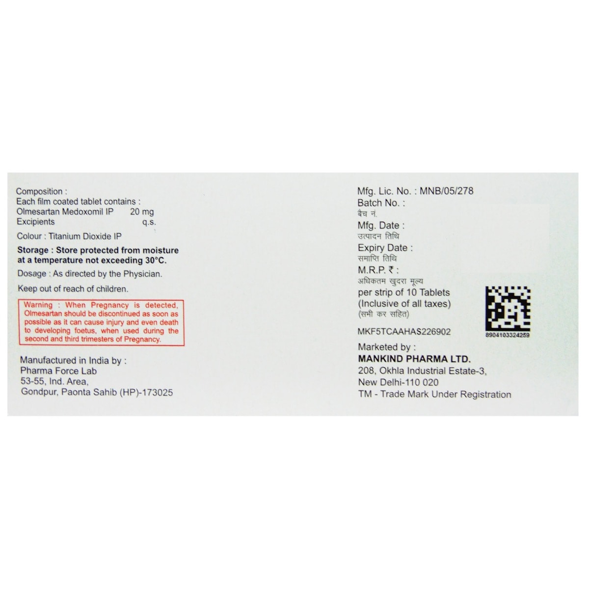 Olmetime-20 Tablet 10's, Pack of 10 TabletS Olmetime-20 Tablet 10's, Pack of 10 TabletS