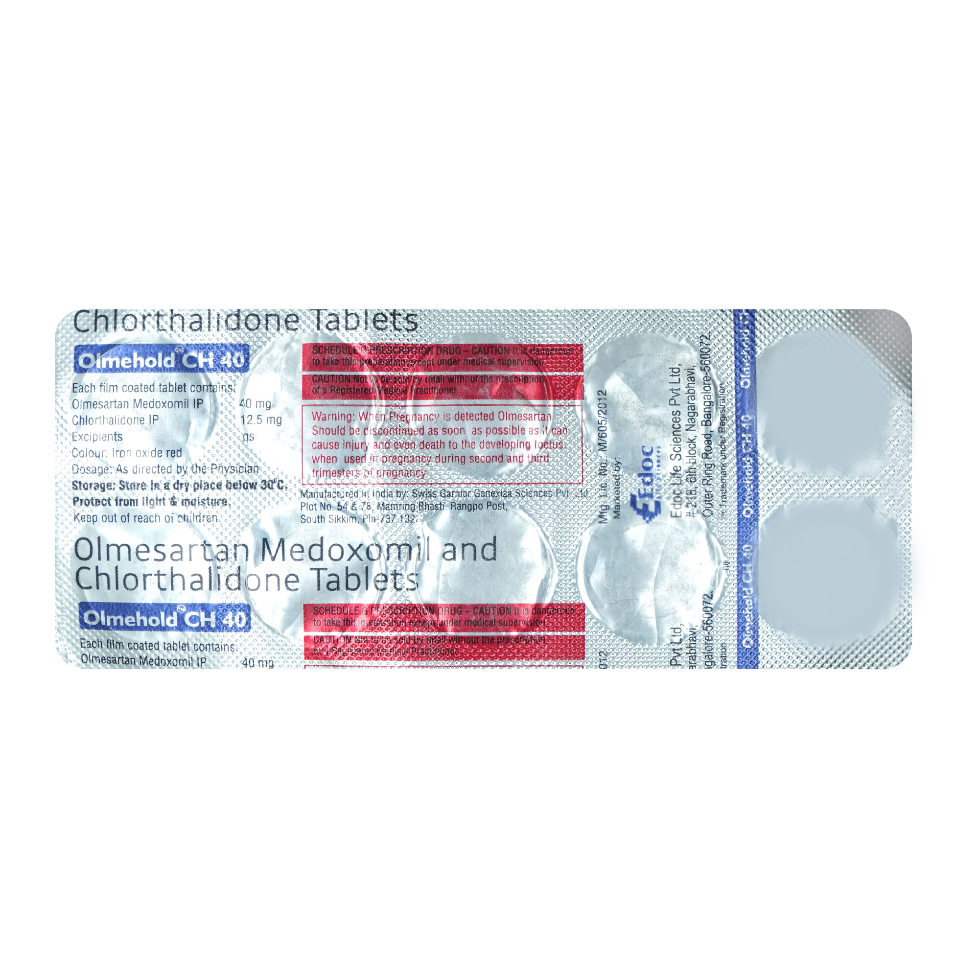 Olmehold CH 40 mg/12.5 mg Tablet 10's, Pack of 10 TabletS Olmehold CH 40 mg/12.5 mg Tablet 10's, Pack of 10 TabletS