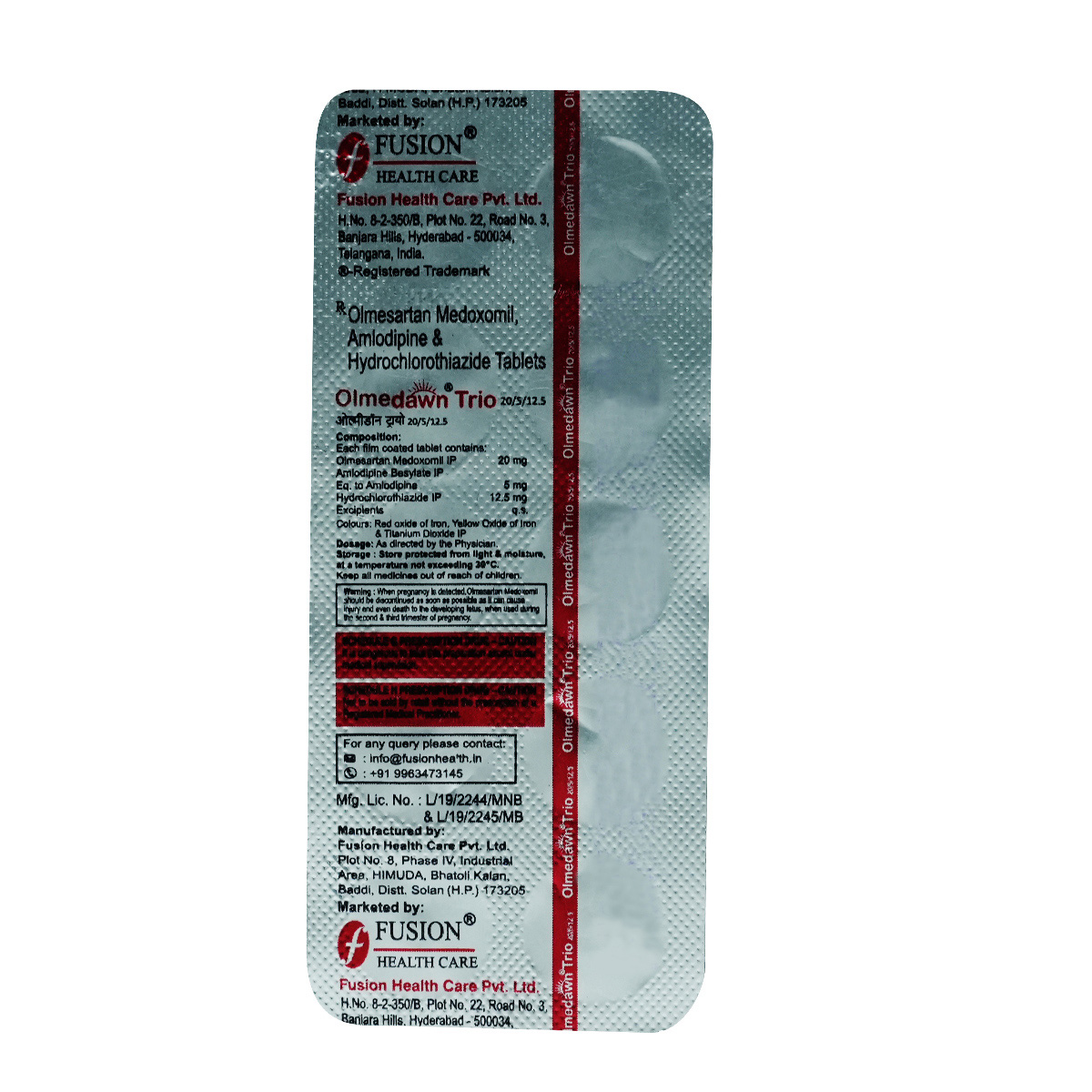 Olmedawn Trio 20/5/12.5 Tablet 10's, Pack of 10 TABLETS Olmedawn Trio 20/5/12.5 Tablet 10's, Pack of 10 TABLETS