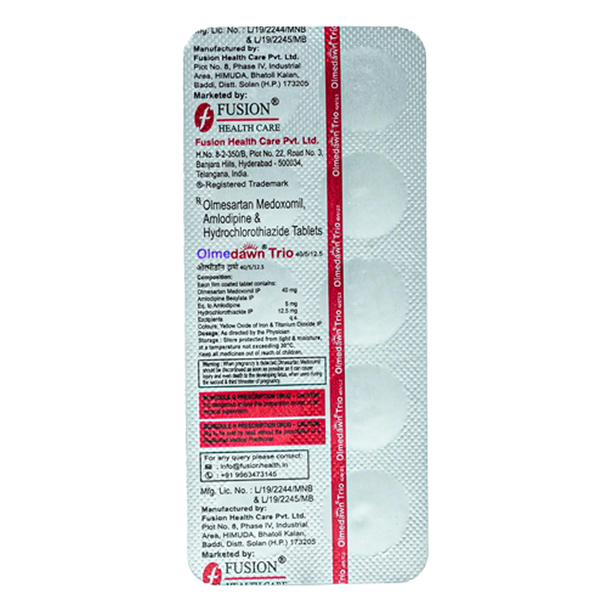 Olmedawn Trio 40/5/12.5 Tablet 10's, Pack of 10 TabletS Olmedawn Trio 40/5/12.5 Tablet 10's, Pack of 10 TabletS