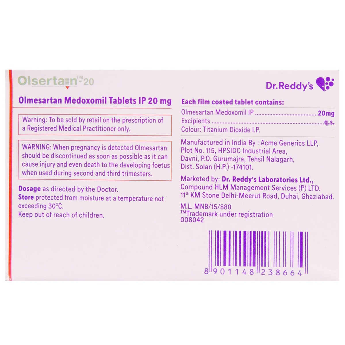 Olsertain 20 Tablet 15's, Pack of 15 TabletS Olsertain 20 Tablet 15's, Pack of 15 TabletS