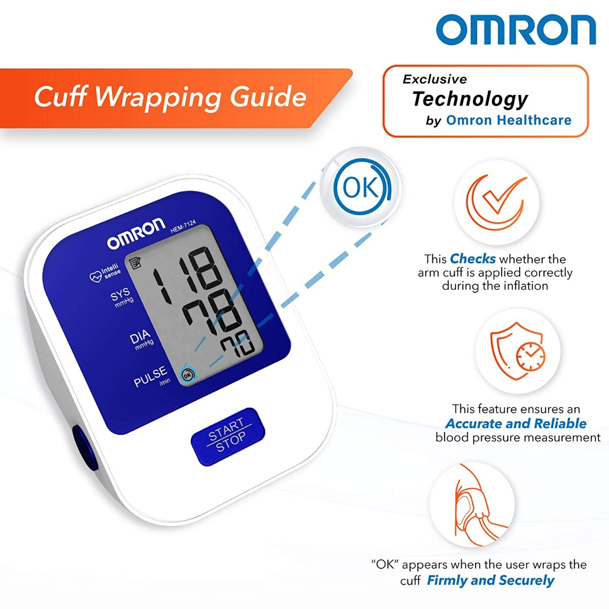 Omron Blood Pressure Monitor HEM-7124, 1 Count, Pack of 1 Omron Blood Pressure Monitor HEM-7124, 1 Count, Pack of 1