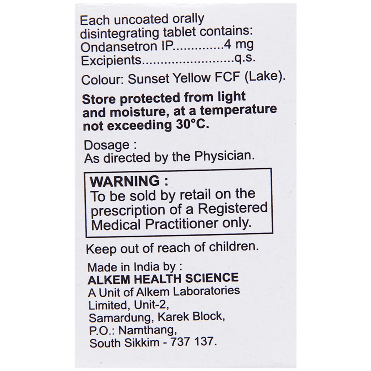 Ondem-MD 4 Tablet 10's, Pack of 10 TABLETS Ondem-MD 4 Tablet 10's, Pack of 10 TABLETS