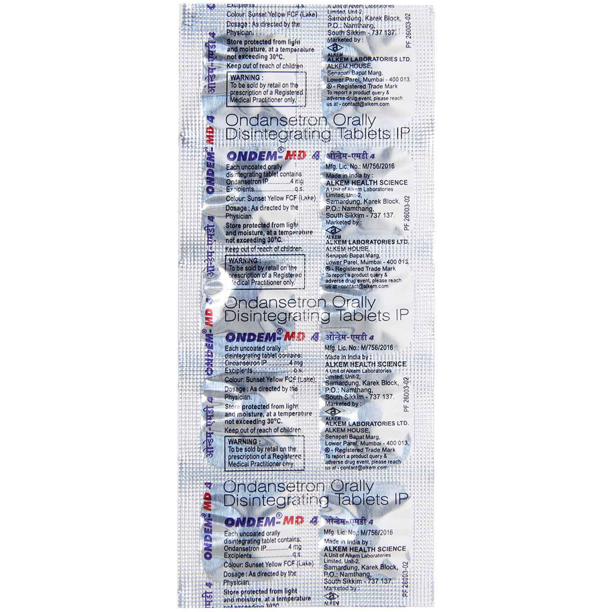 Ondem-MD 4 Tablet 10's, Pack of 10 TABLETS Ondem-MD 4 Tablet 10's, Pack of 10 TABLETS