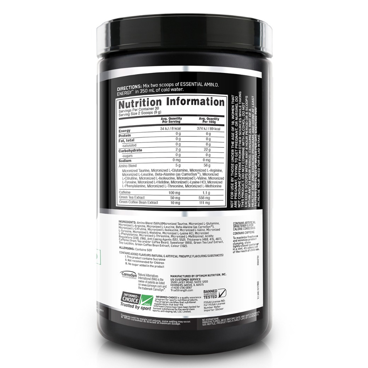 Optimum Nutrition (ON) Essential Amino Energy Pineapple Powder, 270 gm, Pack of 1 Optimum Nutrition (ON) Essential Amino Energy Pineapple Powder, 270 gm, Pack of 1