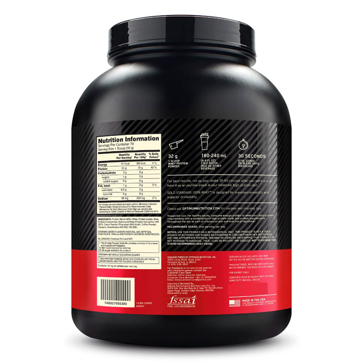 Optimum Nutrition (ON) Gold Standard 100% Whey Protein Mocha Cappuccino Flavour Powder, 5 lb, Pack of 1 Optimum Nutrition (ON) Gold Standard 100% Whey Protein Mocha Cappuccino Flavour Powder, 5 lb, Pack of 1