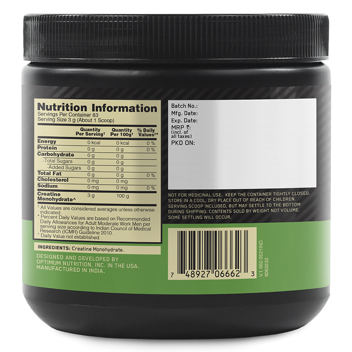 Optimum Nutrition (ON) Micronised Creatine Unflavour Powder, 250 gm, Pack of 1 Optimum Nutrition (ON) Micronised Creatine Unflavour Powder, 250 gm, Pack of 1