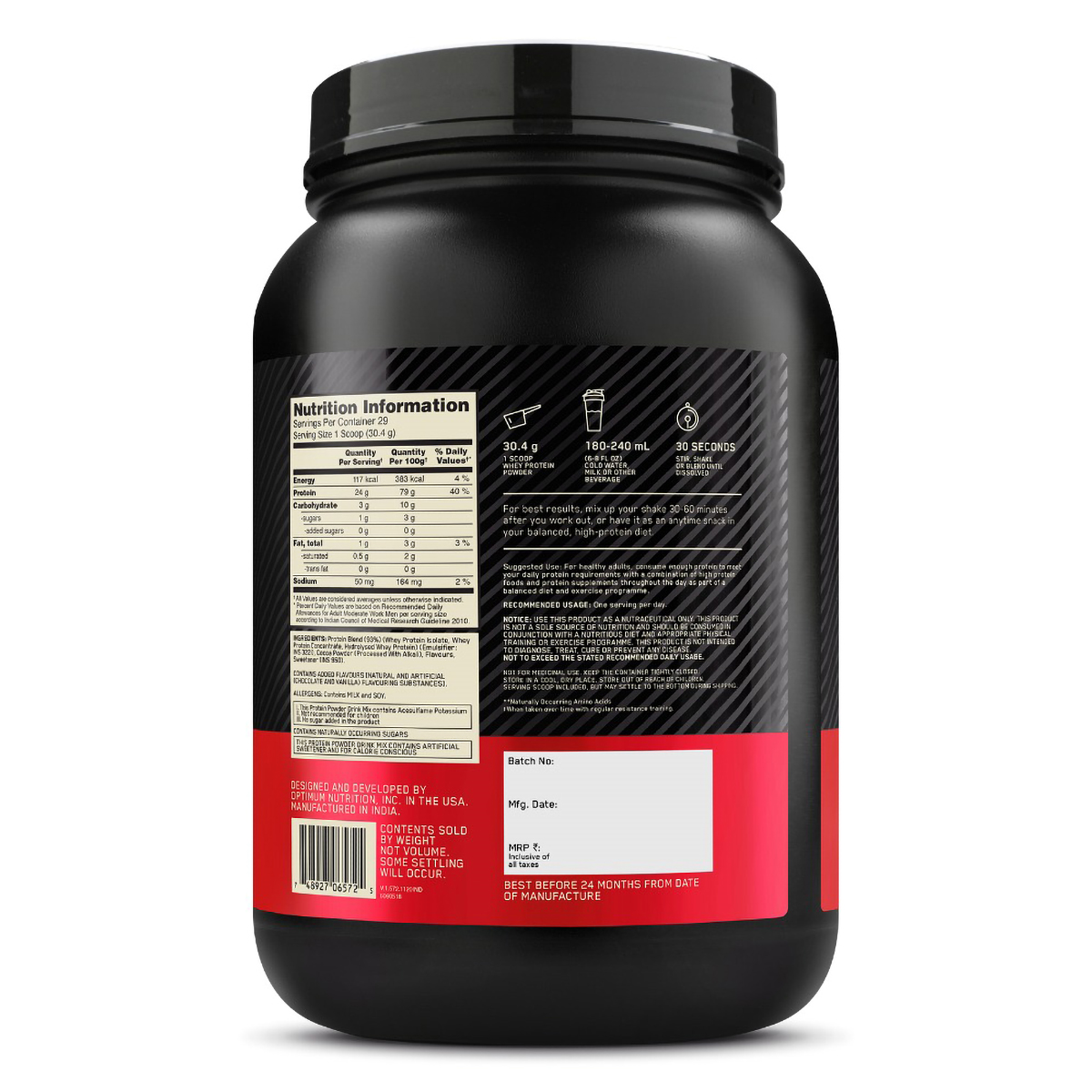 Optimum Nutrition (ON) Gold Standard 100% Whey Protein Double Rich Chocolate Flavour Powder, 907 gm, Pack of 1 Optimum Nutrition (ON) Gold Standard 100% Whey Protein Double Rich Chocolate Flavour Powder, 907 gm, Pack of 1