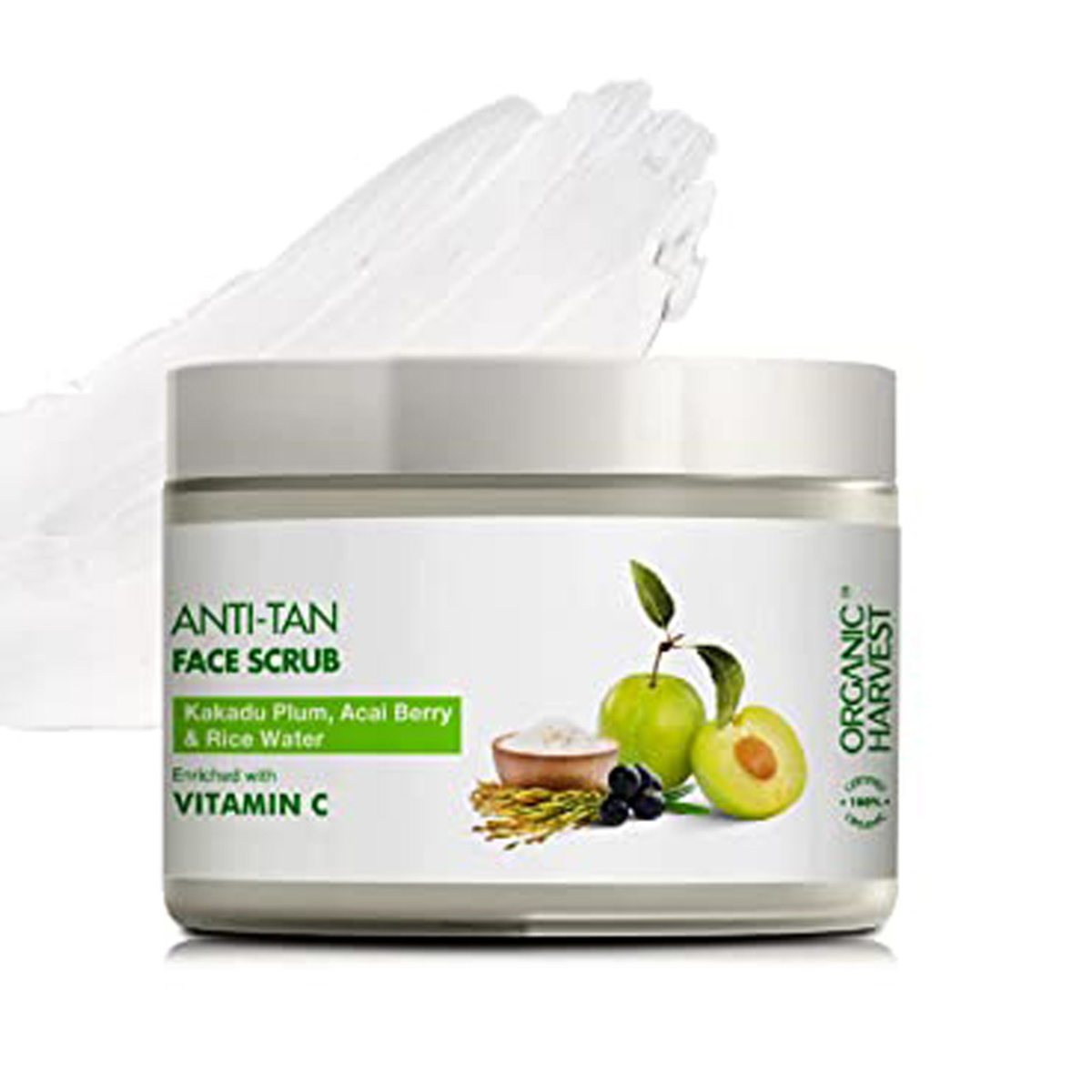 Organic Harvest Anti Tan Face Scrub 100 gm | With Vitamin C, Kakadu Plum, Acai Berry & Chia Seed | Fades Away Tanning | Skin Brightening Scrub | 100% Organic Certified, Pack of 1 Organic Harvest Anti Tan Face Scrub 100 gm | With Vitamin C, Kakadu Plum, Acai Berry & Chia Seed | Fades Away Tanning | Skin Brightening Scrub | 100% Organic Certified, Pack of 1