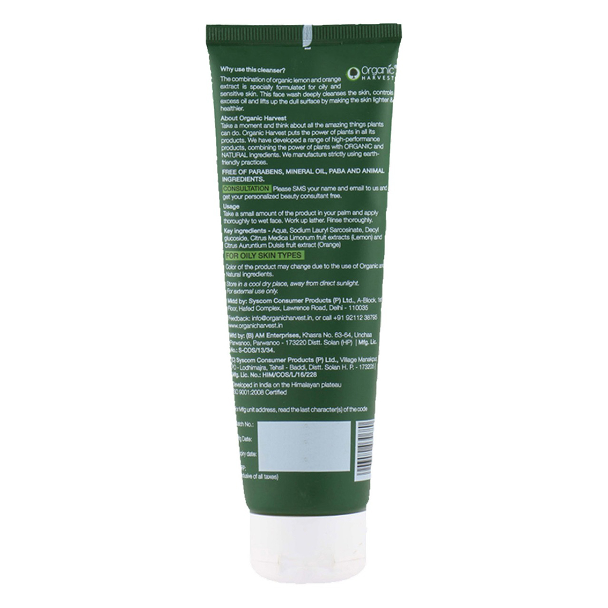 Organic Harvest Oil Control Face Wash 100 gm | With Organic Lemon & Orange | Controls Excess Oil | For Oily & Sensitive Skin, Pack of 1 Organic Harvest Oil Control Face Wash 100 gm | With Organic Lemon & Orange | Controls Excess Oil | For Oily & Sensitive Skin, Pack of 1