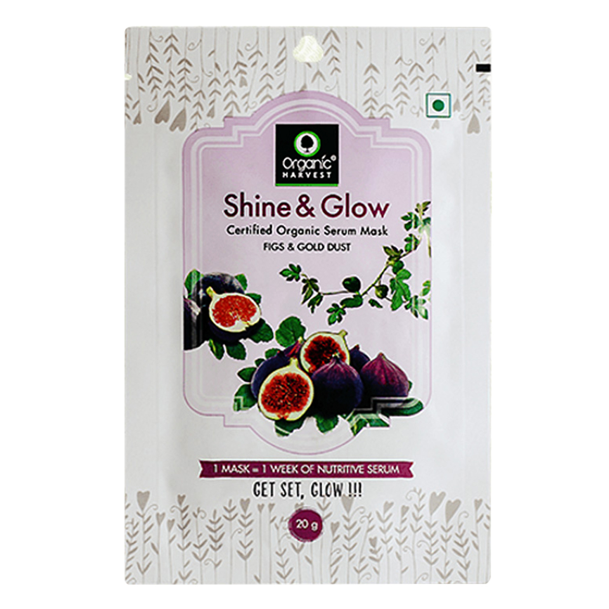 Organic Harvest Shine and Glow Sheet Mask 20 gm | With Figs & Gold Dust | Fights Aging | Nourishes Skin | Gives Youthful Skin | Certified Organic Serum mask, Pack of 1 Organic Harvest Shine and Glow Sheet Mask 20 gm | With Figs & Gold Dust | Fights Aging | Nourishes Skin | Gives Youthful Skin | Certified Organic Serum mask, Pack of 1