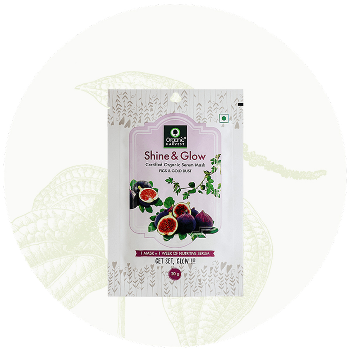 Organic Harvest Shine and Glow Sheet Mask 20 gm | With Figs & Gold Dust | Fights Aging | Nourishes Skin | Gives Youthful Skin | Certified Organic Serum mask, Pack of 1 Organic Harvest Shine and Glow Sheet Mask 20 gm | With Figs & Gold Dust | Fights Aging | Nourishes Skin | Gives Youthful Skin | Certified Organic Serum mask, Pack of 1