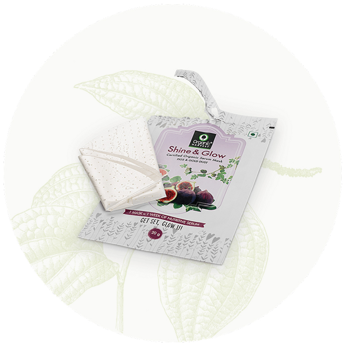 Organic Harvest Shine and Glow Sheet Mask 20 gm | With Figs & Gold Dust | Fights Aging | Nourishes Skin | Gives Youthful Skin | Certified Organic Serum mask, Pack of 1 Organic Harvest Shine and Glow Sheet Mask 20 gm | With Figs & Gold Dust | Fights Aging | Nourishes Skin | Gives Youthful Skin | Certified Organic Serum mask, Pack of 1