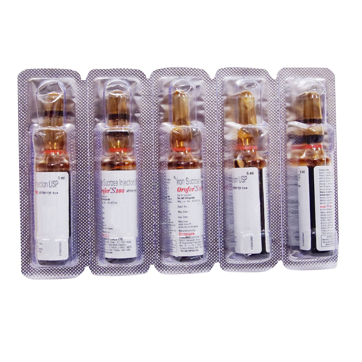 Orofer S 100 Injection 5 ml, Pack of 1 Injection Orofer S 100 Injection 5 ml, Pack of 1 Injection