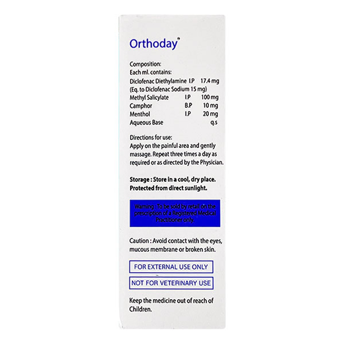 Orthoday Liniment 30 ml, Pack of 1 LINIMENT Orthoday Liniment 30 ml, Pack of 1 LINIMENT