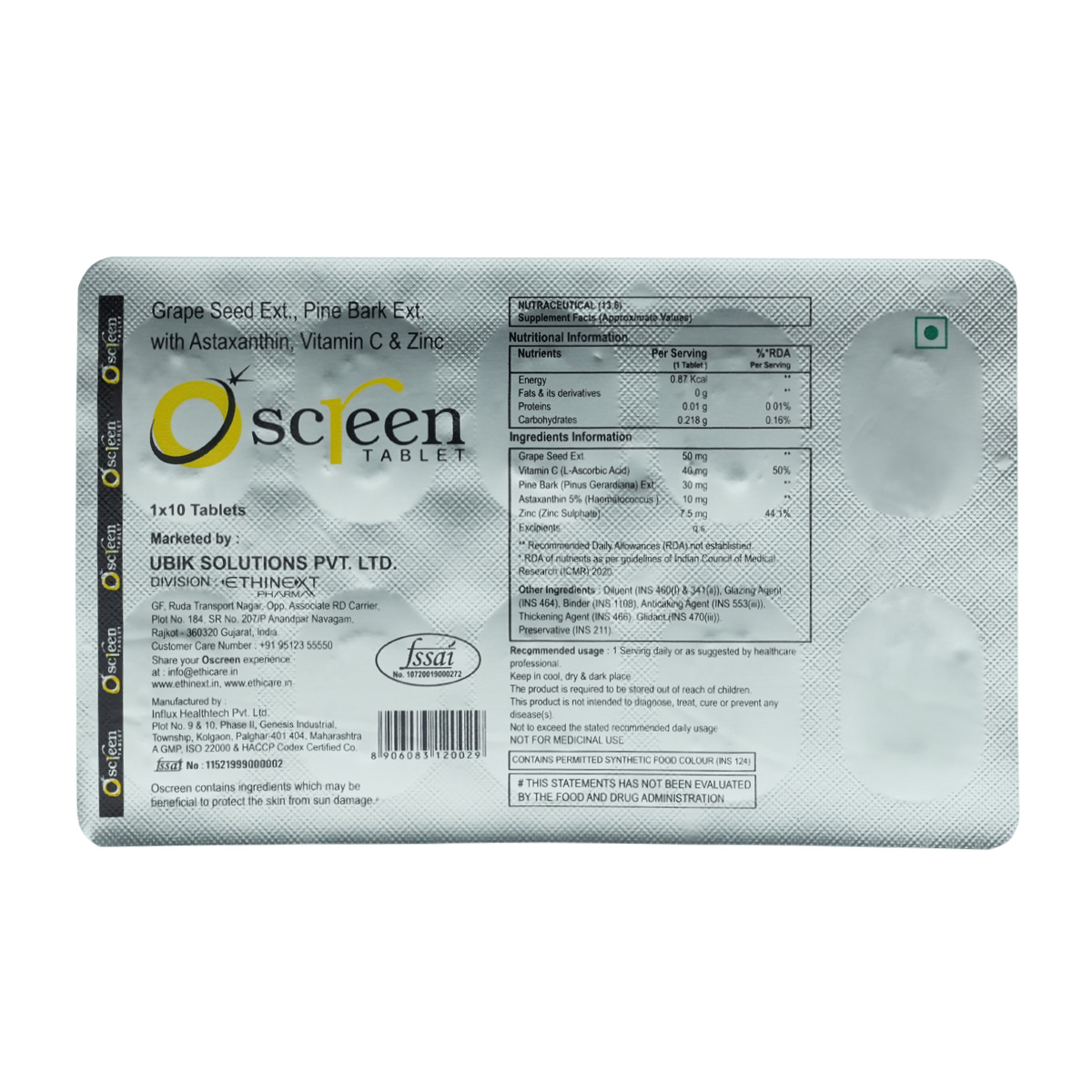 Oscreen Tablet 10's, Pack of 10 TabletS Oscreen Tablet 10's, Pack of 10 TabletS