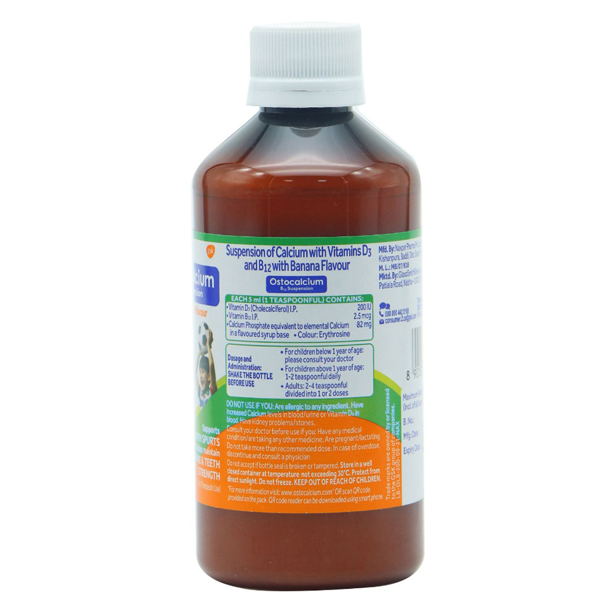 Ostocalcium B12 Banana Flavour Suspension, 200 ml, Pack of 1 Ostocalcium B12 Banana Flavour Suspension, 200 ml, Pack of 1