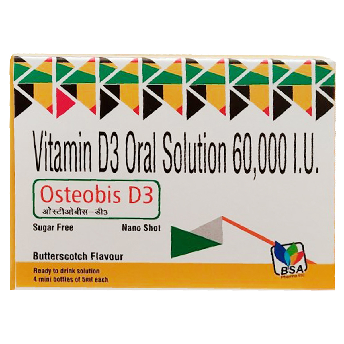 Osteobis D3 60K Sugar Free Butterscotch Solution 5 ml, Pack of 1 Osteobis D3 60K Sugar Free Butterscotch Solution 5 ml, Pack of 1