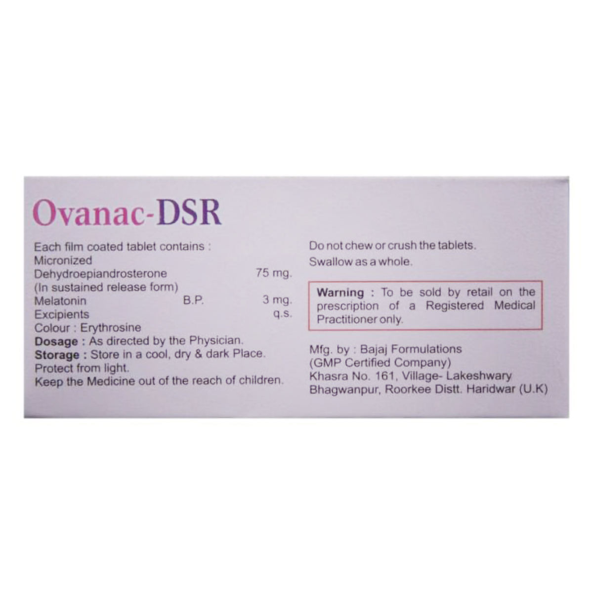 Ovanac-DSR Tablet 10's, Pack of 10 TABLETS Ovanac-DSR Tablet 10's, Pack of 10 TABLETS