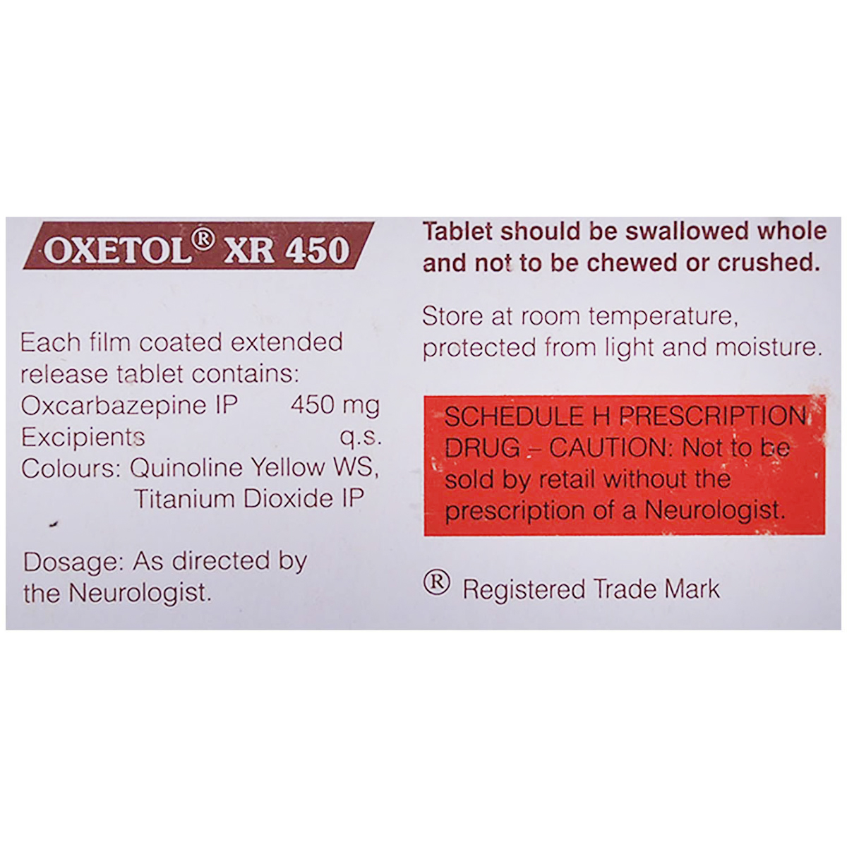 Oxetol XR 450 Tablet 10's, Pack of 10 TABLETS Oxetol XR 450 Tablet 10's, Pack of 10 TABLETS