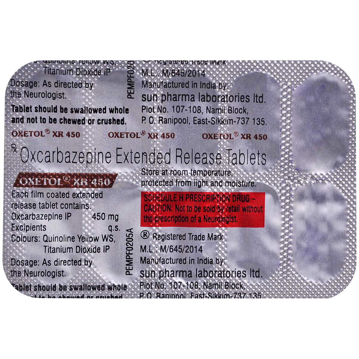 Oxetol XR 450 Tablet 10's, Pack of 10 TABLETS Oxetol XR 450 Tablet 10's, Pack of 10 TABLETS