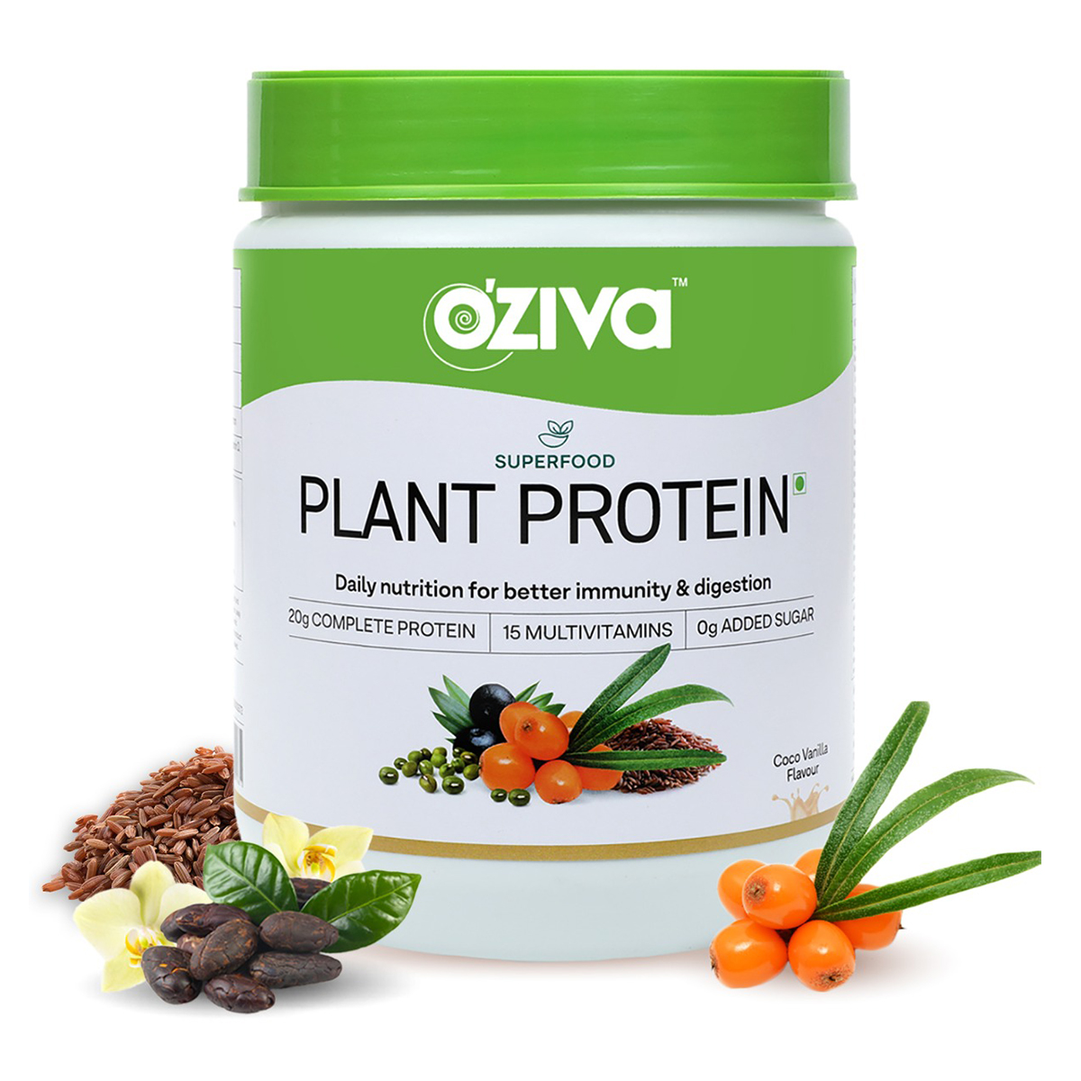 OZiva Super Food Plant Protein Coco Vanilla Flavour Powder, 250 gm, Pack of 1 OZiva Super Food Plant Protein Coco Vanilla Flavour Powder, 250 gm, Pack of 1