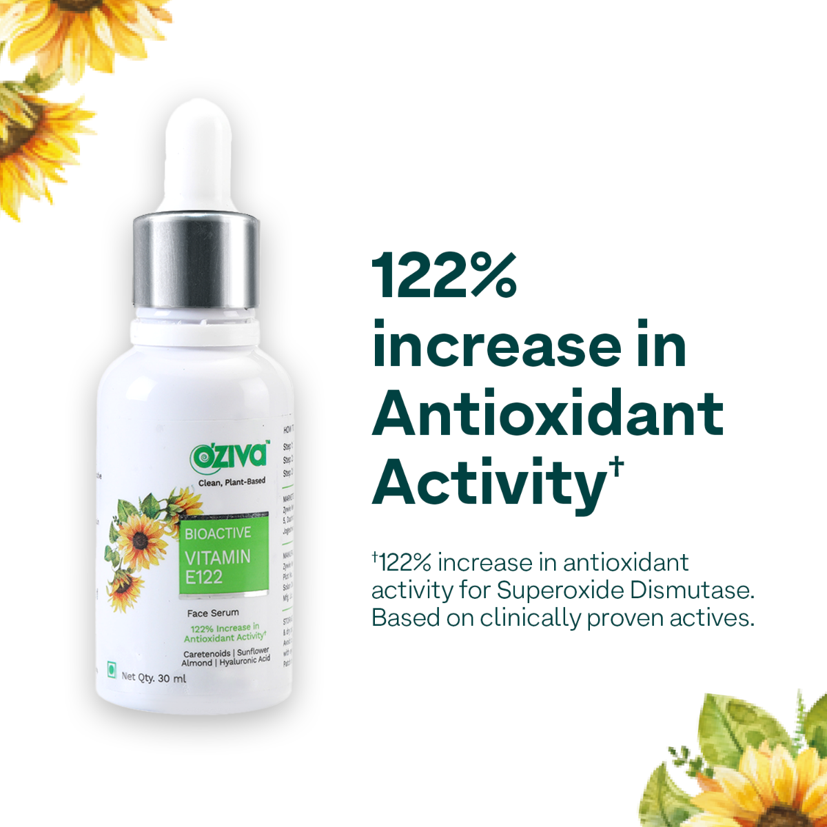 OZiva Bioactive Vitamin E122 Face Serum, 30 ml, Pack of 1 OZiva Bioactive Vitamin E122 Face Serum, 30 ml, Pack of 1