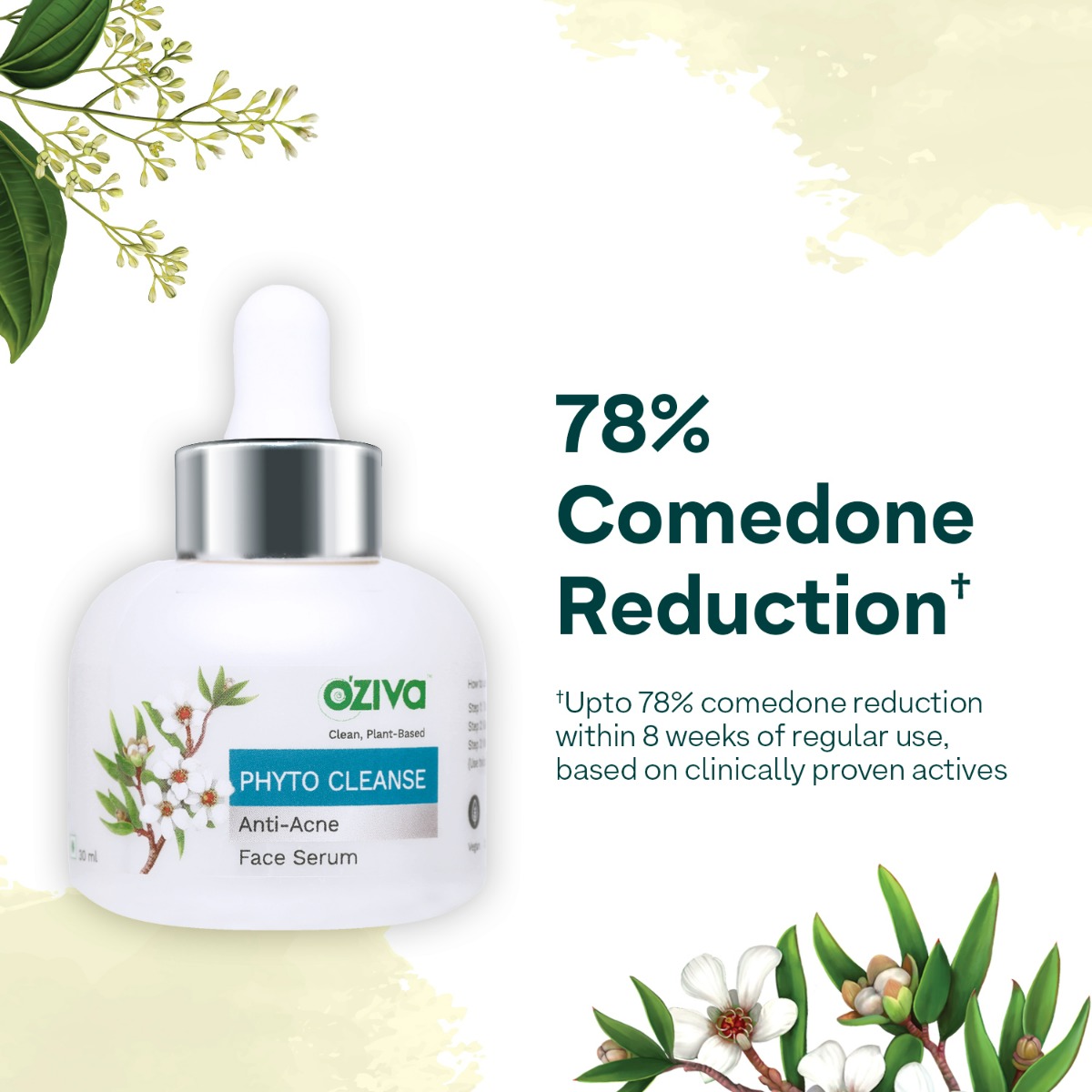 OZiva Phyto Cleanse Anti-Acne Face Serum 30 ml | Ceylon Cinnamon, Phyto Niacinamide, Tea Tree | Controls Acne | Reduces Blemish | For Men & Women | For Oily, Combination, Acne Prone Skin & All Skin Type, Pack of 1 OZiva Phyto Cleanse Anti-Acne Face Serum 30 ml | Ceylon Cinnamon, Phyto Niacinamide, Tea Tree | Controls Acne | Reduces Blemish | For Men & Women | For Oily, Combination, Acne Prone Skin & All Skin Type, Pack of 1