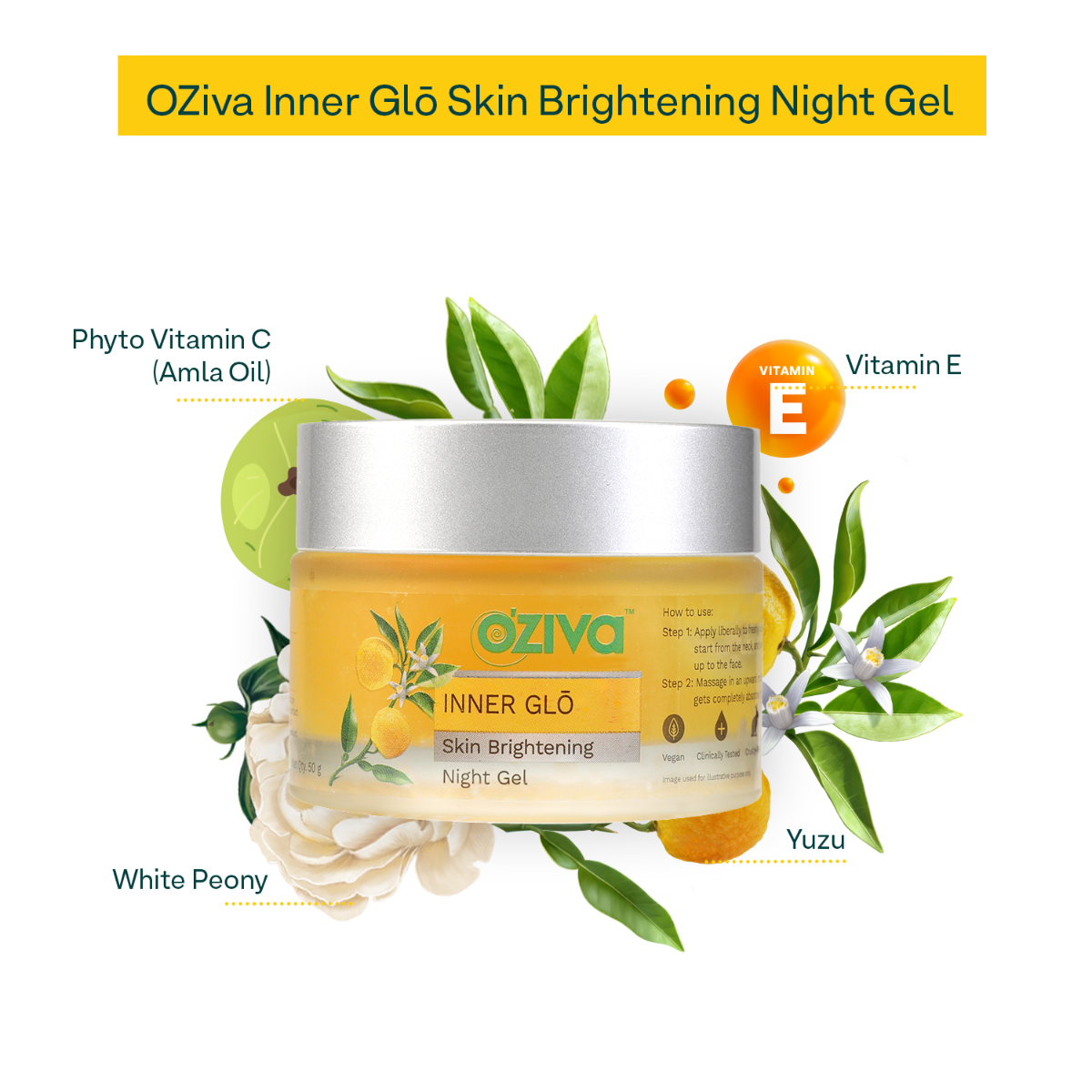 Oziva Inner Glo Skin Brightening Night Gel 50 gm | White Peony Extract, Phyto AHA, Turmeric Root | 1.5X Skin Radiance | Reduces Dark Spots | Gives Even Skin Tone | For Men & Women | For All Skin Type, Pack of 1 Oziva Inner Glo Skin Brightening Night Gel 50 gm | White Peony Extract, Phyto AHA, Turmeric Root | 1.5X Skin Radiance | Reduces Dark Spots | Gives Even Skin Tone | For Men & Women | For All Skin Type, Pack of 1