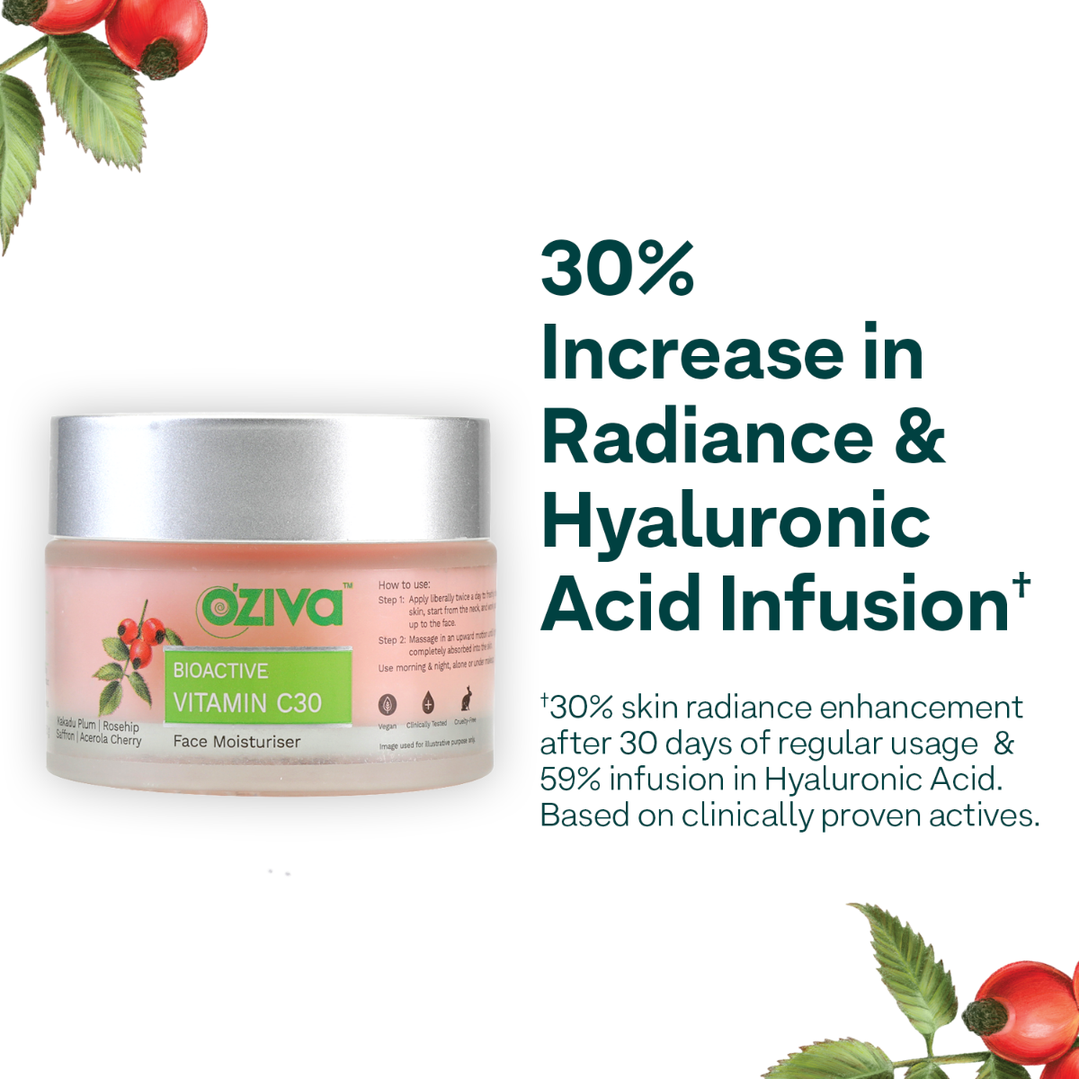 OZiva Bioactive Vitamin C30 Face Moisturiser, 50 gm, Pack of 1 OZiva Bioactive Vitamin C30 Face Moisturiser, 50 gm, Pack of 1