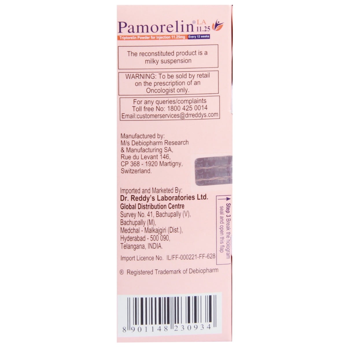 Pamorelin LA 11.25 mg Injection, Pack of 1 INJECTION Pamorelin LA 11.25 mg Injection, Pack of 1 INJECTION