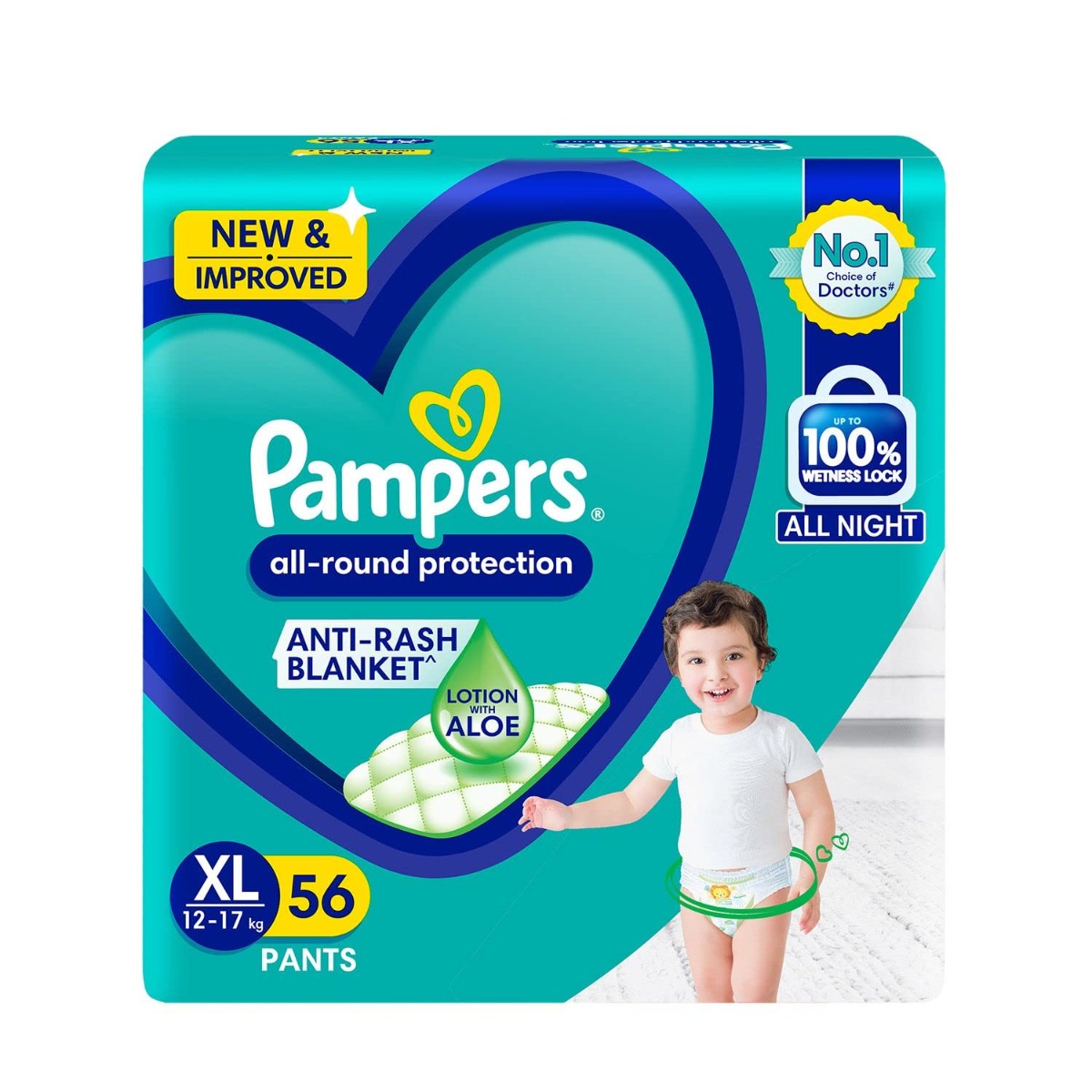 Pampers All-Round Protection Diaper Pants XL, 56 Count, Pack of 1