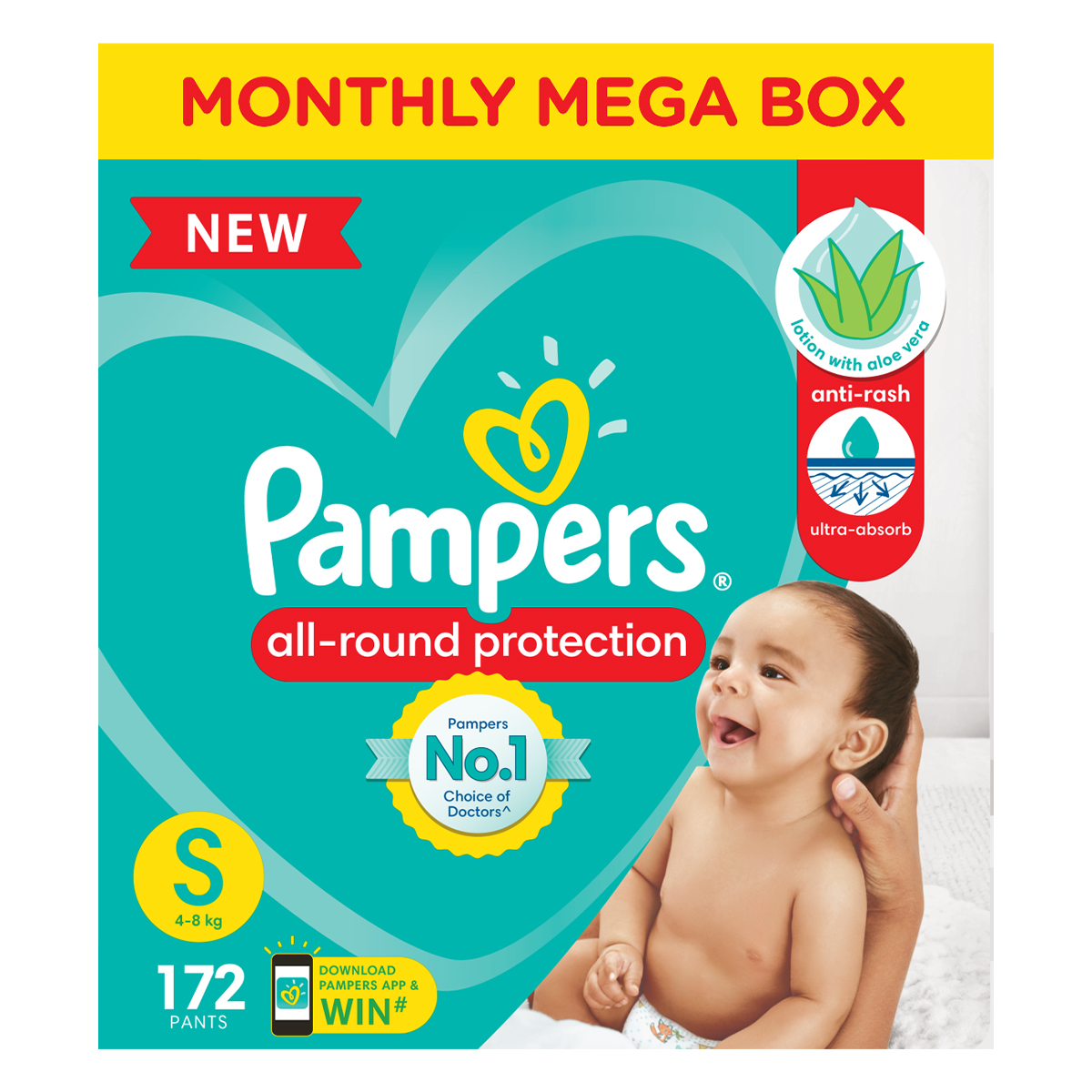 Pampers All-Round Protection Diaper Pants Small, 172 Count, Pack of 1 Pampers All-Round Protection Diaper Pants Small, 172 Count, Pack of 1