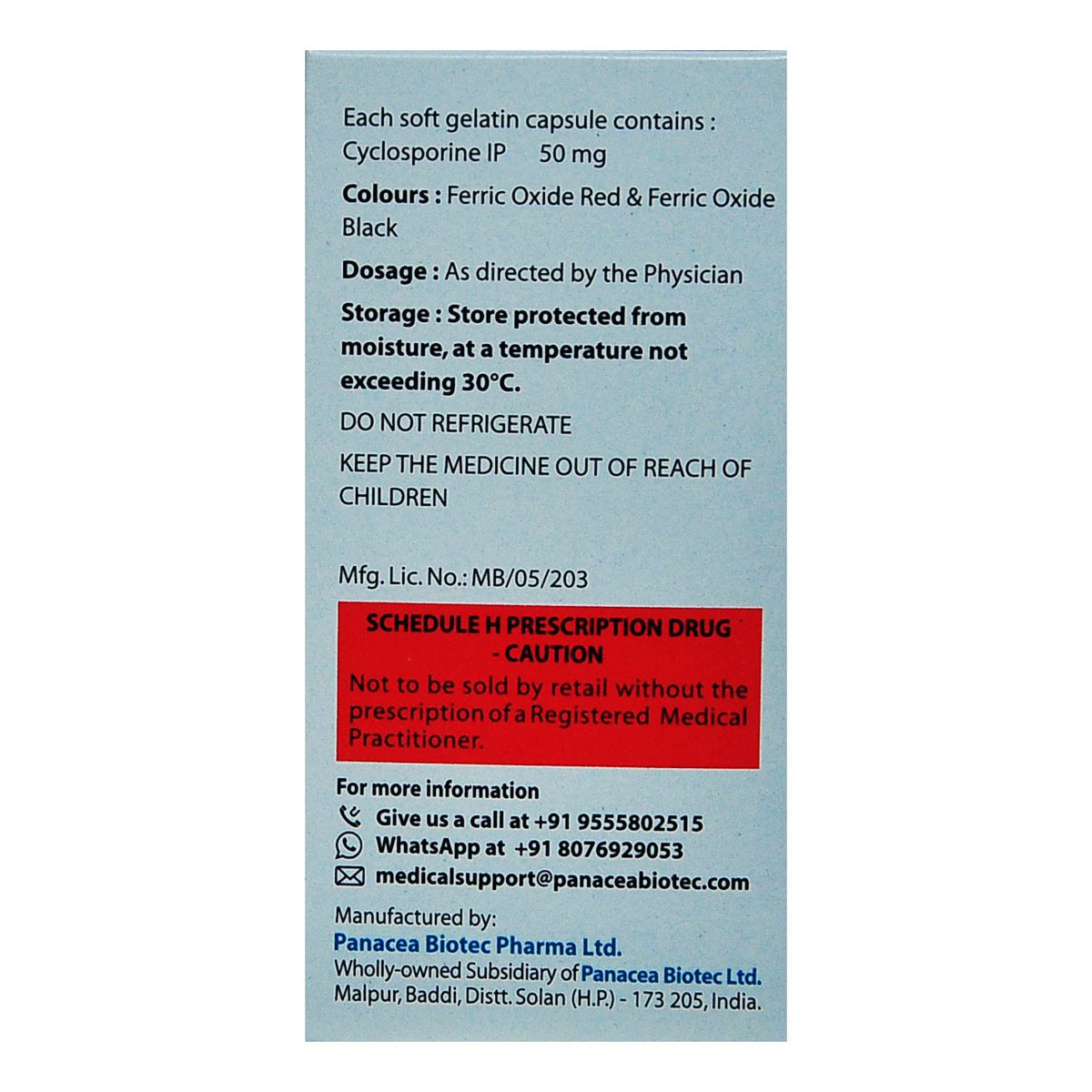 Panimun Bioral 50 mg Capsule 6's, Pack of 6 CAPSULES Panimun Bioral 50 mg Capsule 6's, Pack of 6 CAPSULES