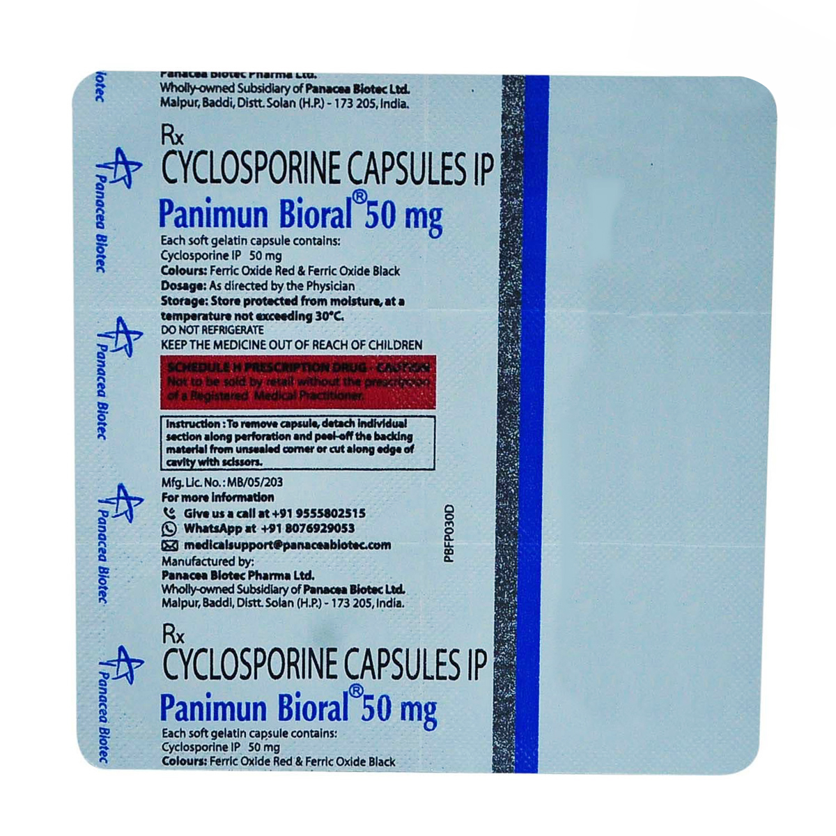 Panimun Bioral 50 mg Capsule 6's, Pack of 6 CAPSULES Panimun Bioral 50 mg Capsule 6's, Pack of 6 CAPSULES