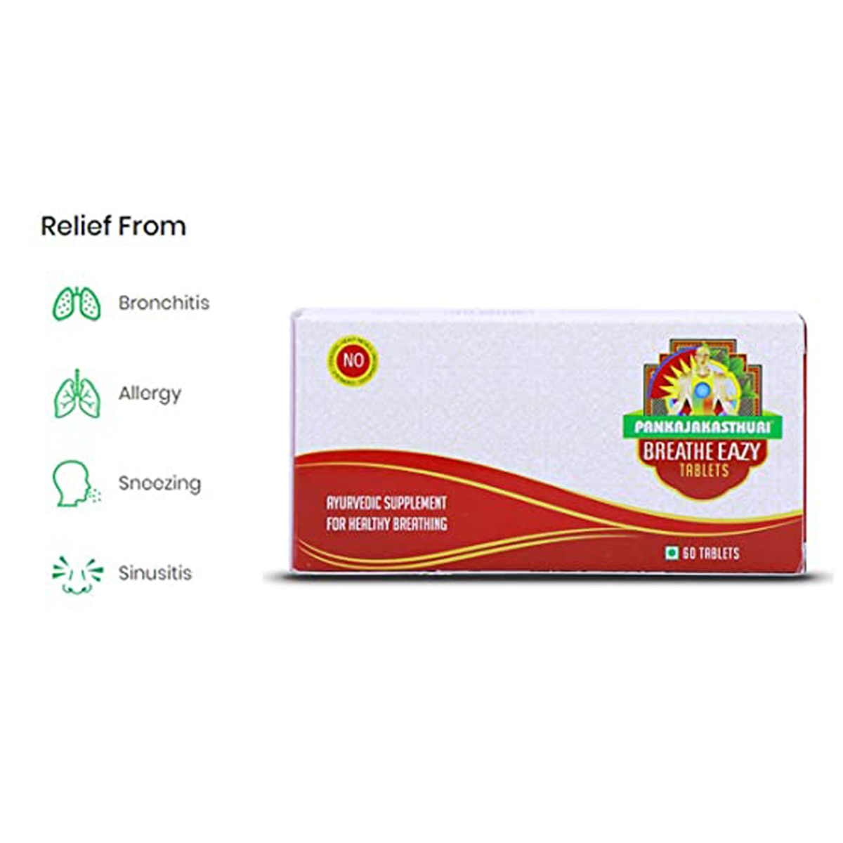 Pankajakasthuri Breathe Eazy, 60 Tablets, Pack of 1 Pankajakasthuri Breathe Eazy, 60 Tablets, Pack of 1