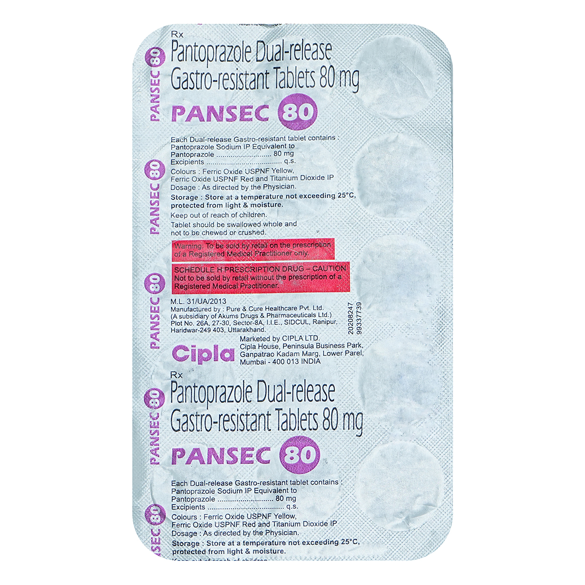 Pansec 80 Tablet 15's, Pack of 15 TabletS Pansec 80 Tablet 15's, Pack of 15 TabletS