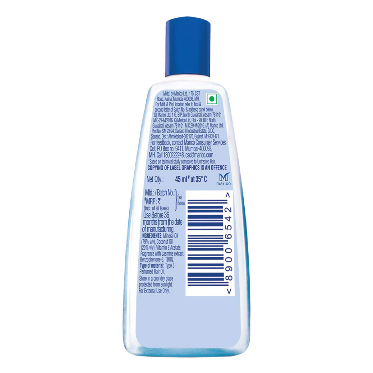 Parachute Advanced Jasmine Coconut Hair Oil 45ml, Pack of 1 Parachute Advanced Jasmine Coconut Hair Oil 45ml, Pack of 1