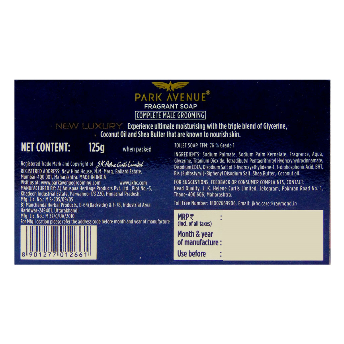 Park Avenue Luxury Fragrant Soap 125 gm | With Glyecrin, Coconut Oil & Shea Butter | Moisturises & Nourishes Skin | For Men, Pack of 1 Park Avenue Luxury Fragrant Soap 125 gm | With Glyecrin, Coconut Oil & Shea Butter | Moisturises & Nourishes Skin | For Men, Pack of 1