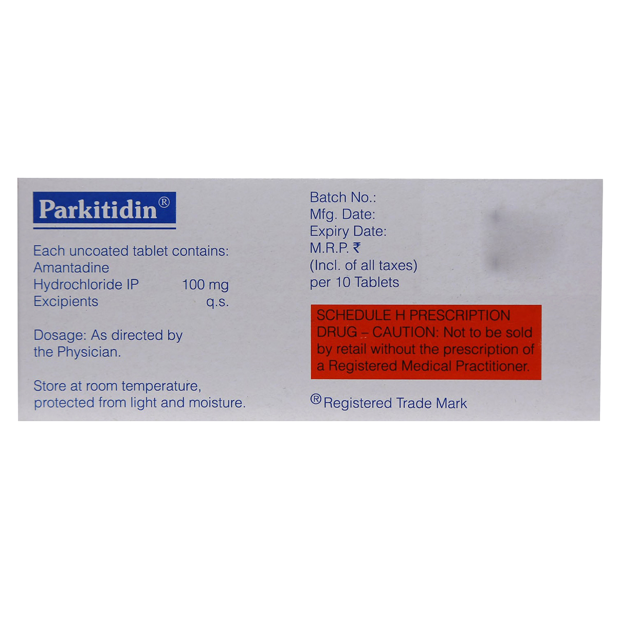 Parkitidin Tablet 10's, Pack of 10 TABLETS Parkitidin Tablet 10's, Pack of 10 TABLETS