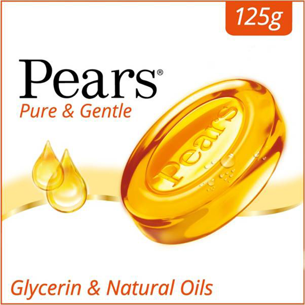 Pears Pure & Gentle Soap 125 gm | 98% Pure Glycerin & Natural Oils | For Glowing Skin | For Men & Women, Pack of 1 Pears Pure & Gentle Soap 125 gm | 98% Pure Glycerin & Natural Oils | For Glowing Skin | For Men & Women, Pack of 1