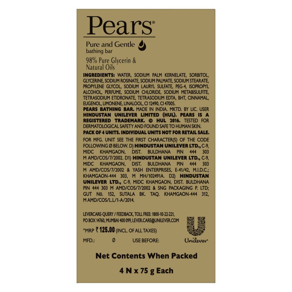 Pears Pure & Gentle Soap, 4x75 gm, Pack of 1 Pears Pure & Gentle Soap, 4x75 gm, Pack of 1
